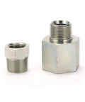 Two brass adapters from the 100 Pcs 5N-02-04 NPT Male And Female Hose Fittings Kit For Quick Connects, Durable Brass Adapters, Built Tough.