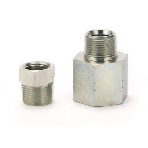 Two brass adapters from the 100 Pcs 5N-02-04 NPT Male And Female Hose Fittings Kit For Quick Connects, Durable Brass Adapters, Built Tough.