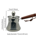 Stovetop Turkish Style Coffee Pot With Lid And Wooden Handle, Stainless Steel 250ML Milk Pot For Cafe Or Home Brewing