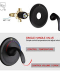 Black Dual Function Shower Faucet Set With Valve High Pressure, single handle valve controls temperature and volume in 2 in 1 system