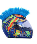 Fluorescent Neon Blue Mohawk Helmet Accessory With Sticky Hook And Loop Fastener Adhesive For Motorcycle Motocross Snowmobile ATV BMX And Bicycle Helmets Boosts Visibility Safety And That Boss Race Day Look