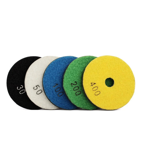 Durable 4 Inch Turbo Segment Grinding Disc With Sintered Metal Bond For Concrete Stone Surfaces Dry Wet Polishing Wheel Grit 100 to smooth rough edges fast, featuring various grit polishing pads.