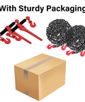 G80 Chain And Ratchet Binder Set 3/8 To 1/2 Inch, 20 Feet Transport Chain With Hooks, Two Pack, 9,200 Lb Working Strength and packaging