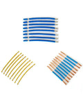 Cable wire pieces in blue, yellow, and copper, used for heavy duty automatic wire cutting and stripping machine.