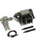 Badass Cnc Rotary Axis Kit Featuring Grip Tight Three Jaw Chuck And Sturdy Center Tailstock Straight Fire Add On For Routers And Milling Benches Ready Now, showing rotary axis with three jaw chuck and tailstock.