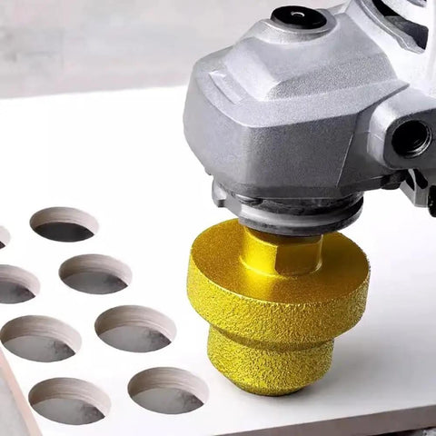 Diamond Core Stepped Pagoda Drill Bit M10 Thread For Metal And Granite Three Size Hole Opener used on white surface