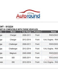 Compatibility chart for Front Wheel Hub And Bearing Assembly 5-Lug 2-Pack showing Dodge and Chrysler models and years.
