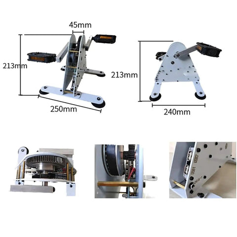 Pedal Powered Exercise Generator For Home Gym Workouts And Emergency Outages Featuring Dual USB Ports and Foot Crank System, compact design.