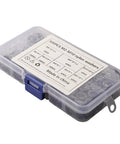 Durable Nylon Washers Assortment Kit 500 Pcs Flat Insulated Corrosion Free M2 To M10 For Industrial Auto And Electrical Repairs Premium Nylon Hardware Set To Keep Screws And Bolts Organized And Protected. Storage box with labeled M2-M10 nylon washers