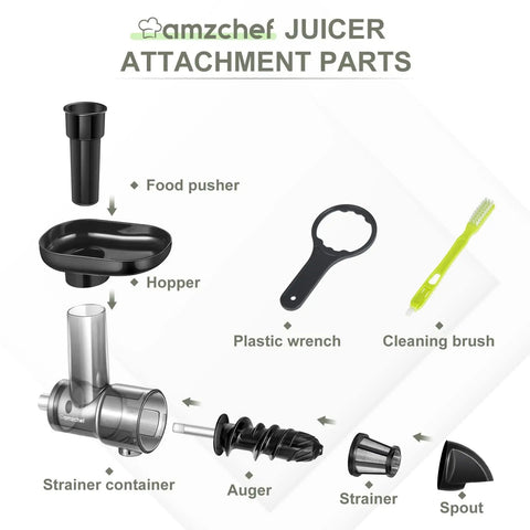 Turn Your Stand Mixer Into A Juicer With A Masticating Slow Juicer Attachment For All Models, Cold Press Parts In Iron Black