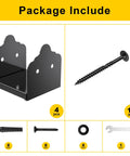 Stainless Steel 6x6 Post Base Bracket Set Adjustable Internal 5.5 by 5.5 Inch Mount for Pavilion Deck includes screws and wrench