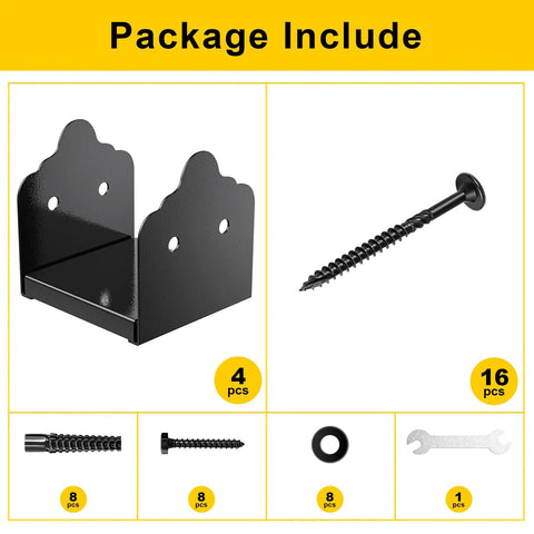 Stainless Steel 6x6 Post Base Bracket Set Adjustable Internal 5.5 by 5.5 Inch Mount for Pavilion Deck includes screws and wrench