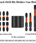 Universal Drill Bit Holder Set For Impact Drivers And Drills Three Piece Sleeve Organizer showing six short and three long bits.