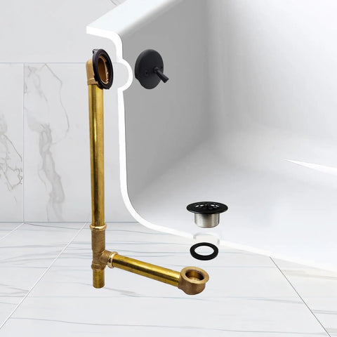 Beefed-Up Beehive Grid Bath Waste With Matte Black Finish, 1-1/2 In Brass Tubular Drain Assembly, 22 1/2 In Maximum Make-Up
