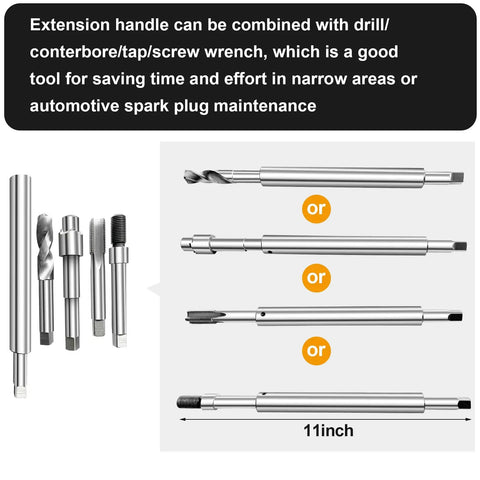M10x1.0 Thread Repair Kit For Spark Plugs And Auto Engines Deep Reach Insert Tool With 150mm Extension Rod includes inserts