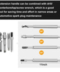 Complete M14x1.25 Thread Repair Kit With 150mm Extension Rod 10 Stainless Steel Inserts Deep Spark Plug Thread Repair For Car Engines Easy Insertion Minimal Disassembly Fix Lost Threads And Keep Your Ride Rolling image showing tools and extension rod.