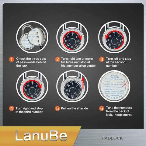 Step-by-step guide to use 2 Inch Wide Dial Combination Lock With Preset Three Digit Code Black Turnplate Pack Of 16