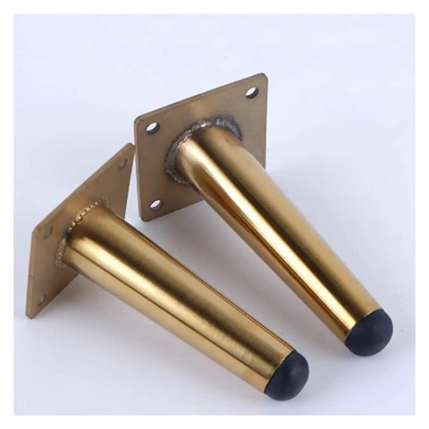 Golden metal furniture legs, close-up view, not Adjustable Aluminum Furniture Legs In Sleek Black, 9.8 Inch Steel Feet For Sofa, Cabinet.
