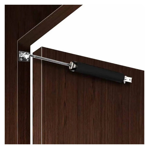 Automatic Door Closer 90 Degree Adjustable Soft Close, 35Kg Load Capacity, installed on wooden door, adjustable buffer force