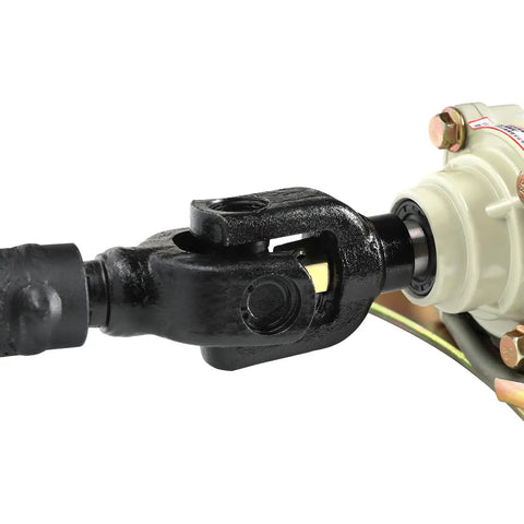 Close-up of Beefy Shaft Driven Reverse Gear Box and Transmission for 150cc to 300cc ATVs showing metal construction.