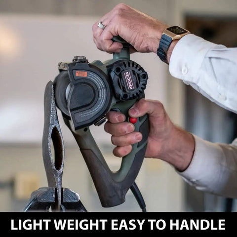 Man using All In One Drum Sander Tool For Woodworking And Surface Conditioning With Vacuum Attachment on wood