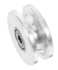 Aluminum Alloy U Groove Double Bearing Silent Pulley Wheel For Gym Cable System And Home Workout Beast Mode Smooth Exercise Roller Wheel Heavy Duty Fitness Accessory For Weight Training, silver side view