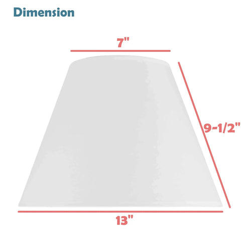 Dimensions of White Empire Lamp Shade With Brass Spider Fitter For Harp Attachment, 7 In Top, 13 In Bottom, 9.5 In Slant Height