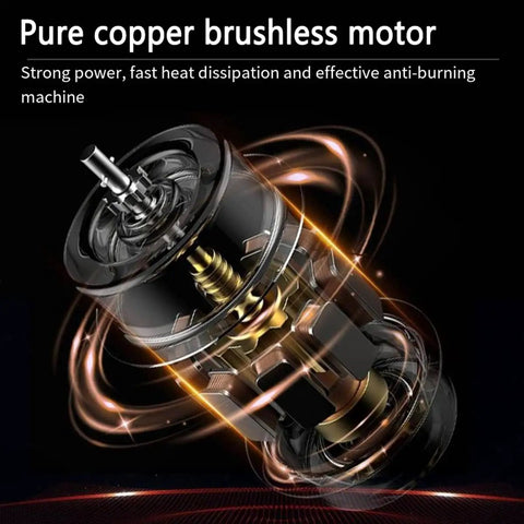 Close-up of pure copper brushless motor showcasing design and components for Cordless Brushless Electric Wire Puller 800W With 21V 4000mAh Battery Variable Speed Conduit Cabling Threader For Boss Level Wall Wiring And Smooth Daily Hustle.