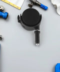 Swivel Stem Caster Wheels with Brake 2set for Furniture and Bed Frames shown among tools on a gray background.