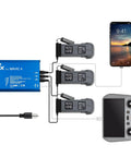 Mavic 4 Pro Battery Charger 5 In 1 Rapid Intelligent Charging Hub charging three drone batteries and a smartphone