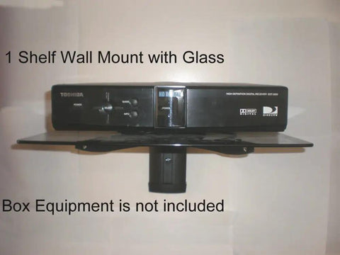 Under TV AV Gear Wall Shelf Dope One Shelf Mount with Adjustable 1 Inch Increments 6mm Tempered Glass with cable management