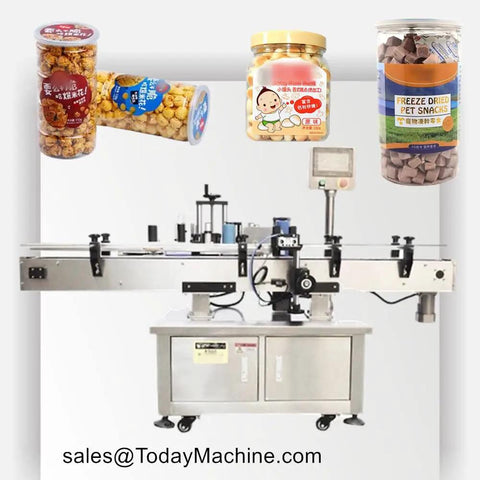 Top Tier Pro Automatic Round Bottle Labeling Machine Hella Accurate High Speed Sticker Applicator Quick Install Heavy Duty Packaging Gear For Small Business Stores with jars and snacks.