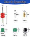 HVAC Hose Gasket Repair Kit With Valve Cores And Seals, 85 Piece Auto Air Conditioning DIY Friendly set showing size data
