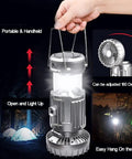 Two Pack Solar Camping Lantern With Fan For Outdoors, Three Way Power Source Solar USB Rechargeable Or AA Battery Backup
