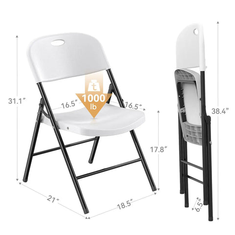 Built Tough 350 Pound Weight Capacity Plastic Folding Chair With Reinforced Steel Frame For Indoor And Outdoor Use