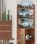 Corner Triangle Bookshelf For Living Room Wall Cabinets Space Saving Storage Shelves Bookcase For Home Office Durable Thick Panel Construction With Retro Style showing water jars and weight capacity details