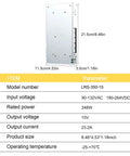 Top Shelf 350W 15V Power Supply Rock Solid 23.2A AC DC Switching Adapter shown with dimensions for easy reference.