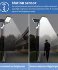 Beast Bright 400W Solar Street Light for Outdoors Dusk to Dawn LED Flood Light showing motion sensor in action IP66 waterproof