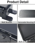 Killer IP67 Seal Rock Solid ABS Junction Box With Secure Hinged Black Lid And Heavy Duty Mounting Plate features wall bracket, lockable tab, waterproof seal.