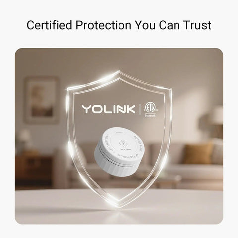 Photoelectric Smoke Alarm With App Alerts, Smart Smoke Detector, Self Test, UL217 10th Edition And CAN ULC S531 Certified, Hub Required, Keeps Your Home Safe With Instant App SMS Or Email Alerts on shield graphic