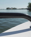 Heavy-Duty Bow Mount Anchor For Shallow Water Deployment, Marine-Grade Aluminum Deck Mount With Black Powder Coat installed