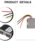 Heavy DC To DC Step Up Converter Boosts 12V Or 24V Straight To 48V Output At 5A IP68 Waterproof with wires and die-cast housing.