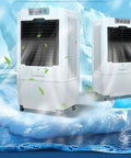 Keep Your Space Fresh And Chill With This Heavy Duty Portable Evaporative Air Cooler And Adjustable Cooling Fan featuring two units on ice.