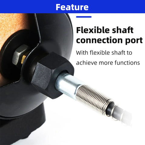 Flexible shaft connection port of Badass Mini Bench Grinder With Variable Speed Up To 10000 RPM for enhanced functionality.