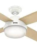 52 Inch Indoor Ceiling Fan With LED Light And Remote Control White Modern Ceiling Fan With Four Blades For Bedroom Living Room Or Kitchen