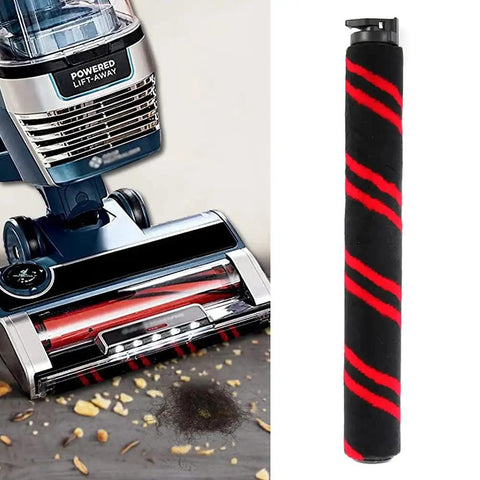 Stratos DuoClean Upright Vacuum Replacement Kit with roller brush shown next to vacuum cleaner cleaning debris on floor