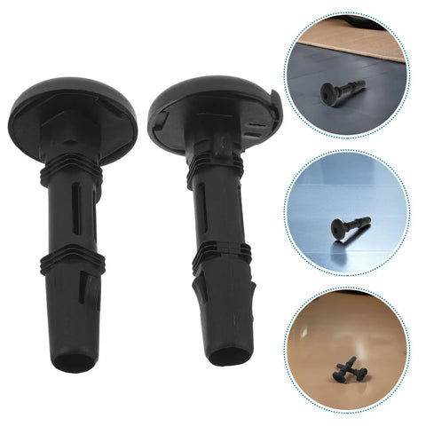 Upgrade Your Ride With Premium 2 Pair Black Plastic Car Seat Headrest Guides featuring Shock Absorption Locking Pins And Round Sleeves For Easy Tool-Free Swap And Secure Fit On Most Vehicle Makes And Models. black plastic headrest guide pair with locking pins