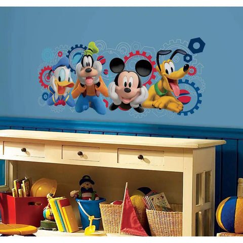 Mickey Mouse Clubhouse Capers giant peel and stick wall decals with Disney characters, 39x16.75 inches, kids room decor.