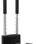 Adjustable Shackle Padlock With Key In Black Vinyl Covered Aluminum Body Scratch And Corrosion Resistant Hardened Steel Shackle 5 Pin Cylinder