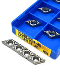 Aluminum Insert Turning Tools For CNC Lathe 10 Piece Set AK H01 Pro Grade Hard Alloy Inserts 070204 shown with blue storage case